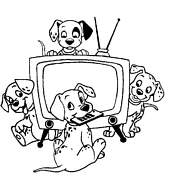 coloriage les 101 dalmatiens et la tele